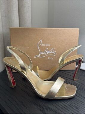 Christian Louboutin O Condura 85 Slingback Sandals Metallic Gold 39